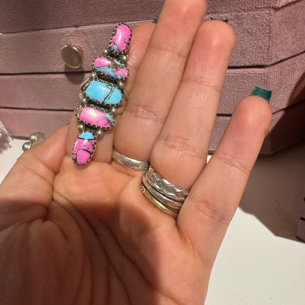 Kingman Cotton Candy Stone Statement Ring - image 1